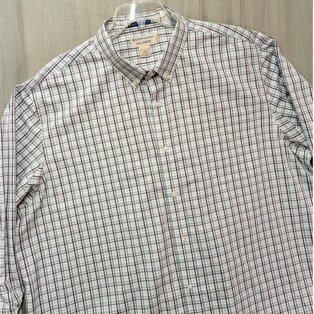 Duluth Trading Co WrinkleFighter MagnaReady Plaid Shirt Mens 3XL Relaxed Fit
